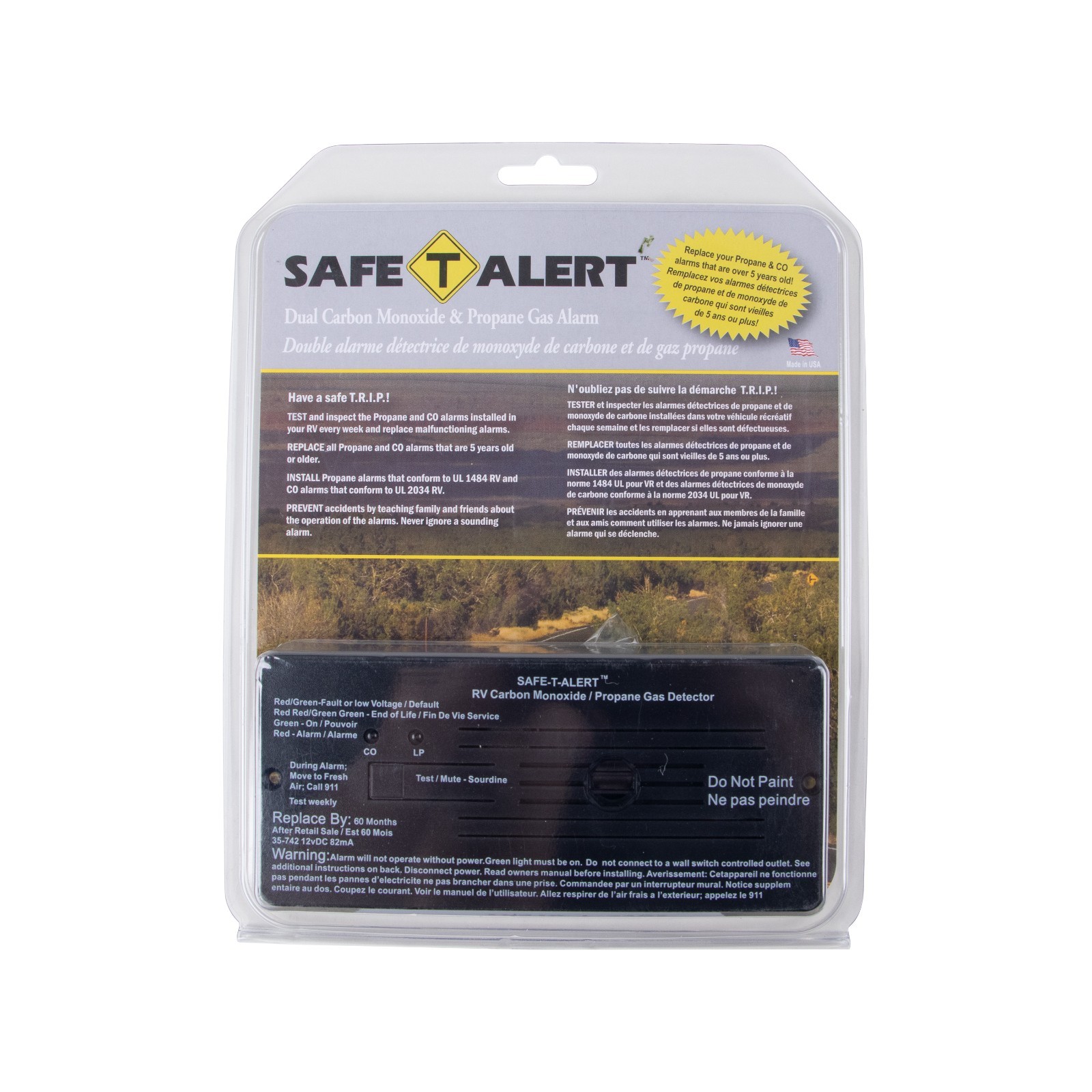 Safe T Alert 35-742-BL Dual LP/CO Alarm – Flush Mount Black RV Detector