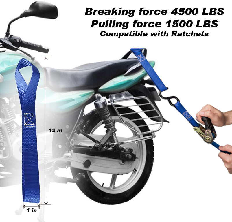 6x 1"x1" Soft Loop Tie Down Straps 1500 Load Capacity 4500 Lbs Breaking Strength