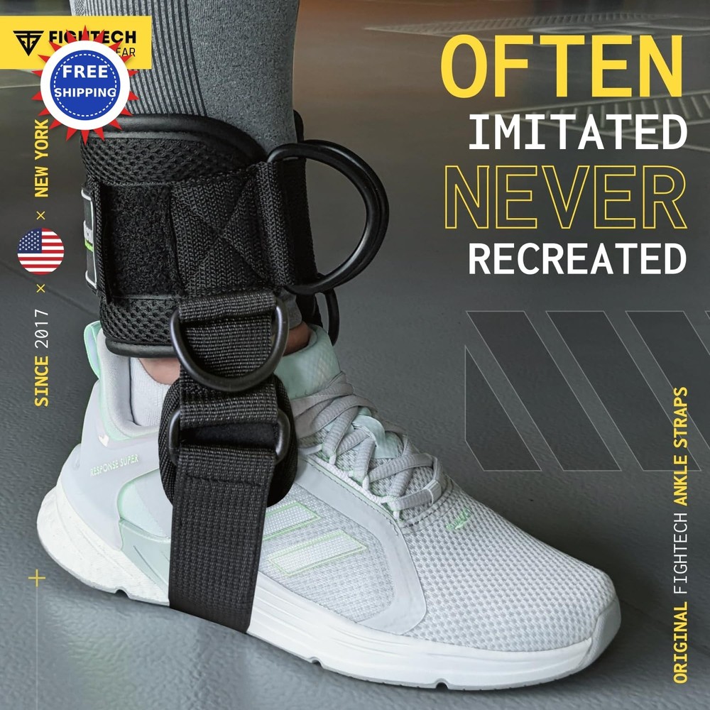FIGHTECH Ankle Straps Cable Machine Attachment Gym Cable Kickback Padded Ankle