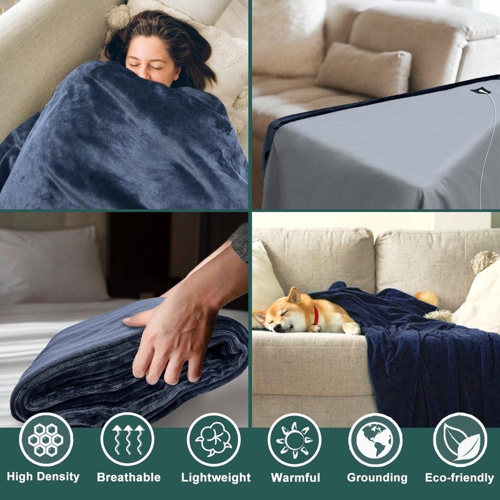 Grounding Blanket, Grounding Sheet, Grounded Throw Kit with Conductive Silver...