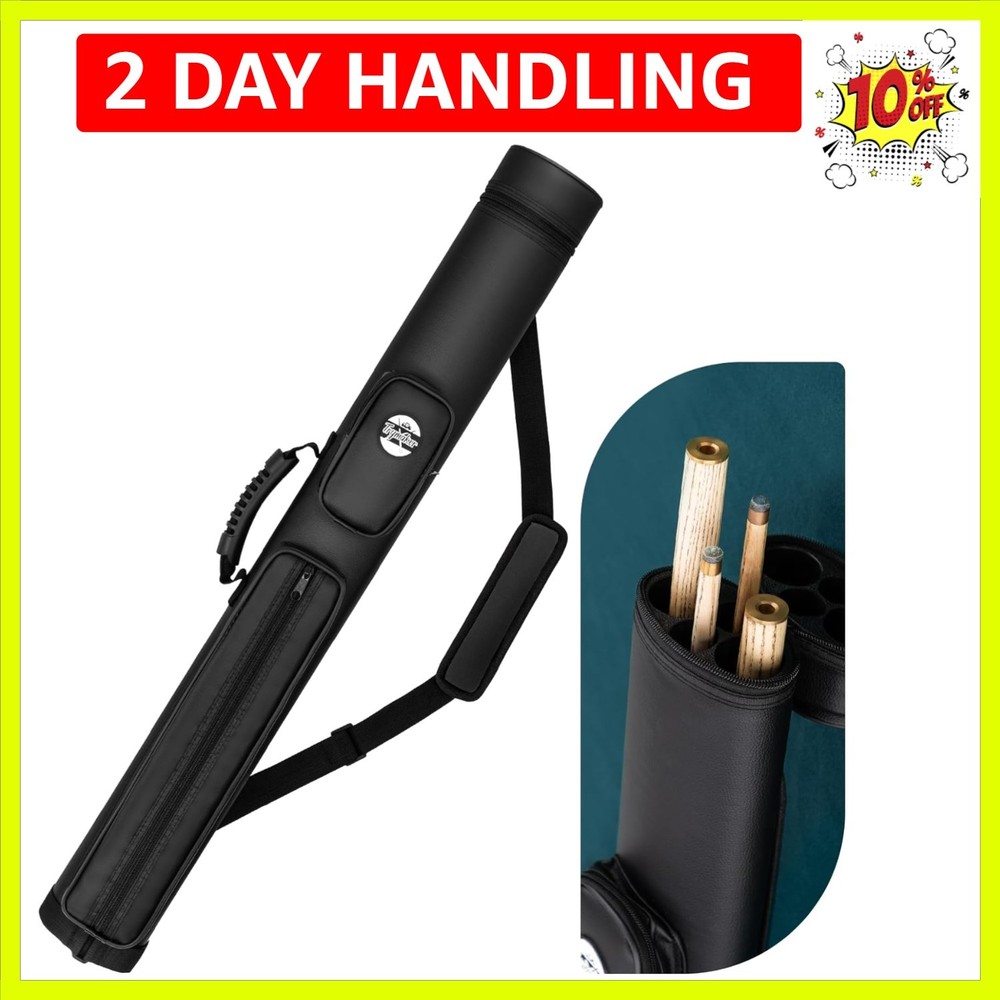 Lightweight 2x2 Pool Stick Case - Classic Black Design, Ultimate Protection