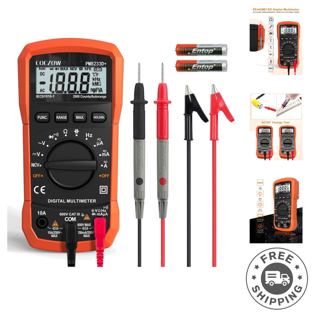 High Sensitivity Digital Multimeter - AC/DC Voltage, Current, Resistance Testing