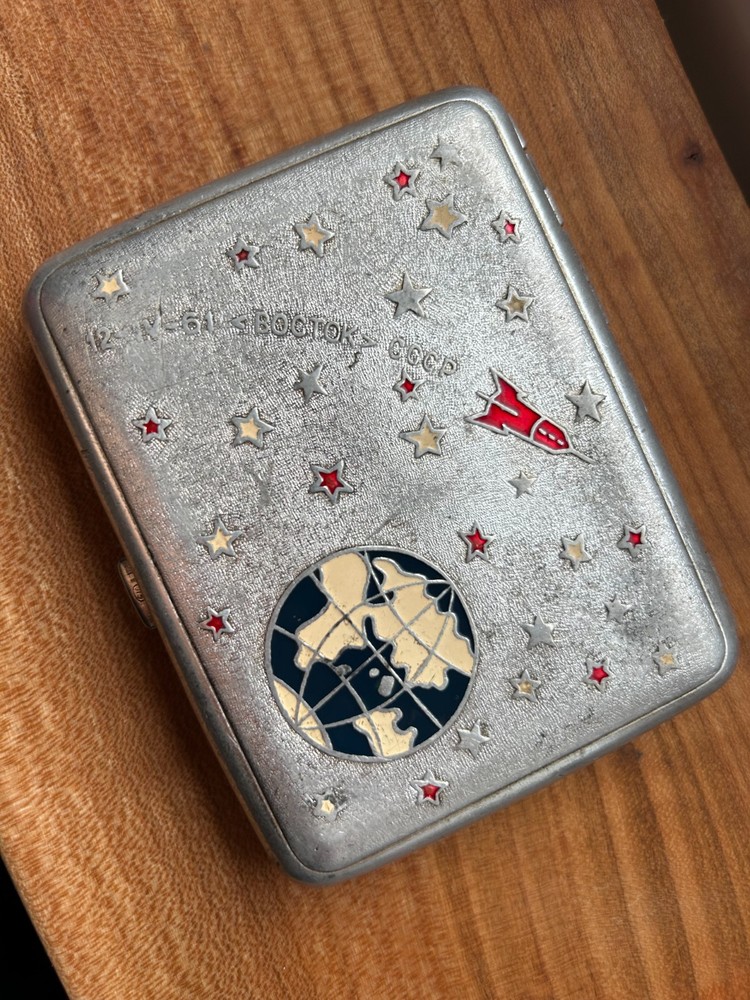 Vintage cigarette case, Sputnik, Soviet cigarette case, 1960s cigarette case, Sp