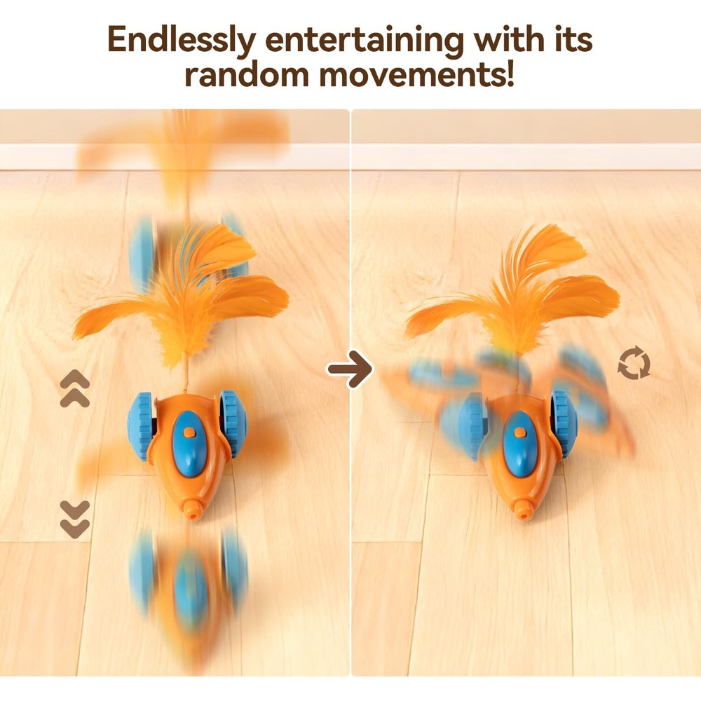 Migipaws cat Toy, Automatic Interactive Migicar Toy Like a Small, Orange