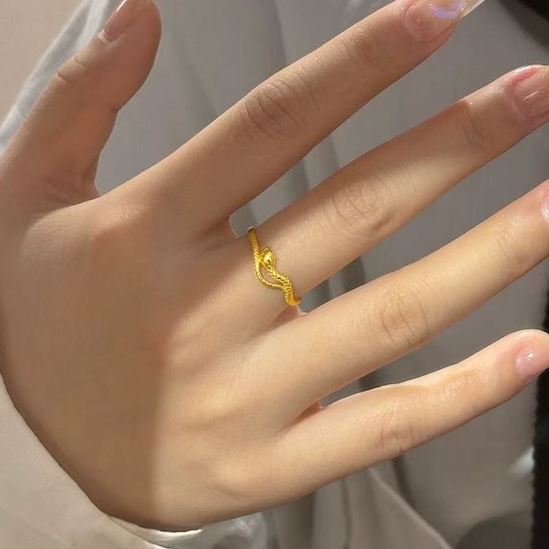 8K Solid Yellow Gold Rope Ring Band Adjustable size