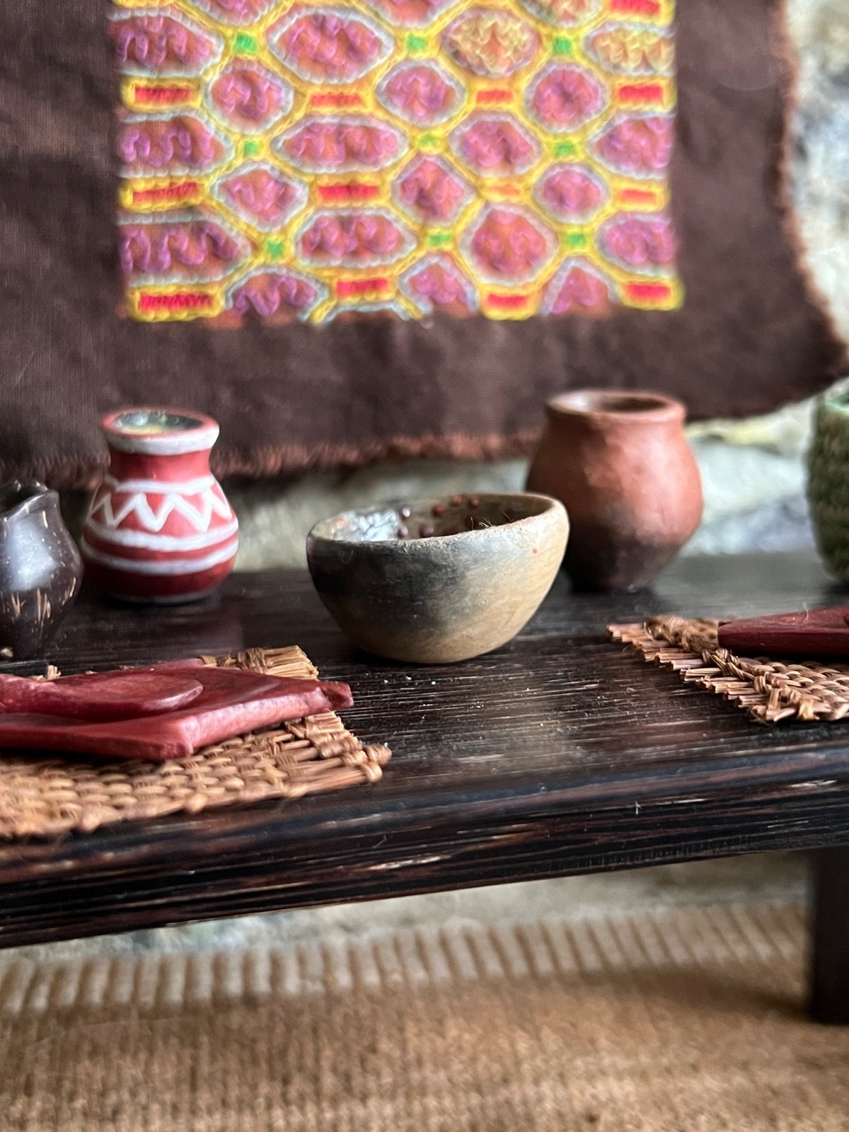 Tiny Awajun Pottery Bowl Handmade Earthenware Ceramic Frogs Eggs Cocoashi