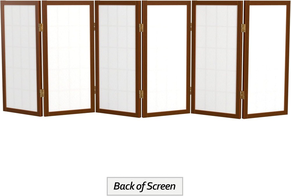 2 ft. Short Desktop Window Pane Shoji Screen Walnut 6 Panels