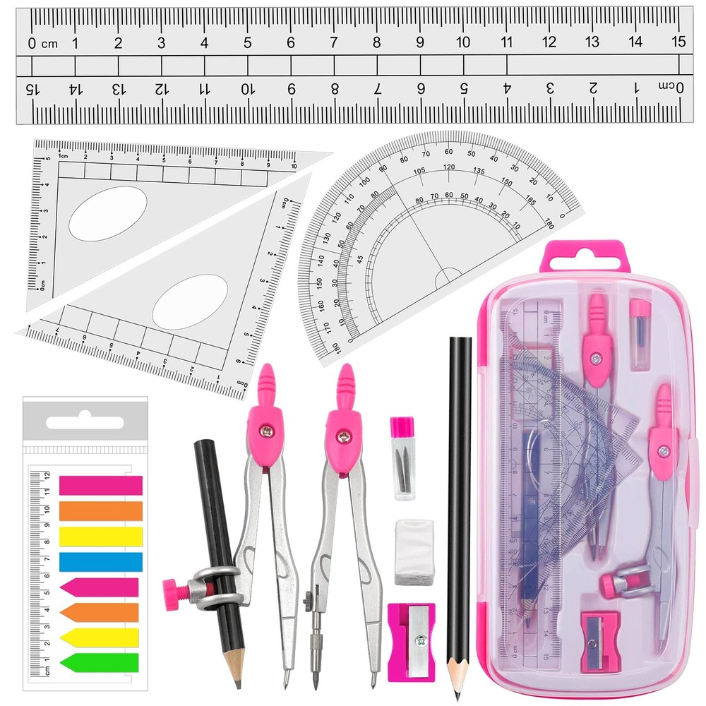 Akuoly Maths Compasses Full Starter Geometry Kit with 2 Drafting Compasses...
