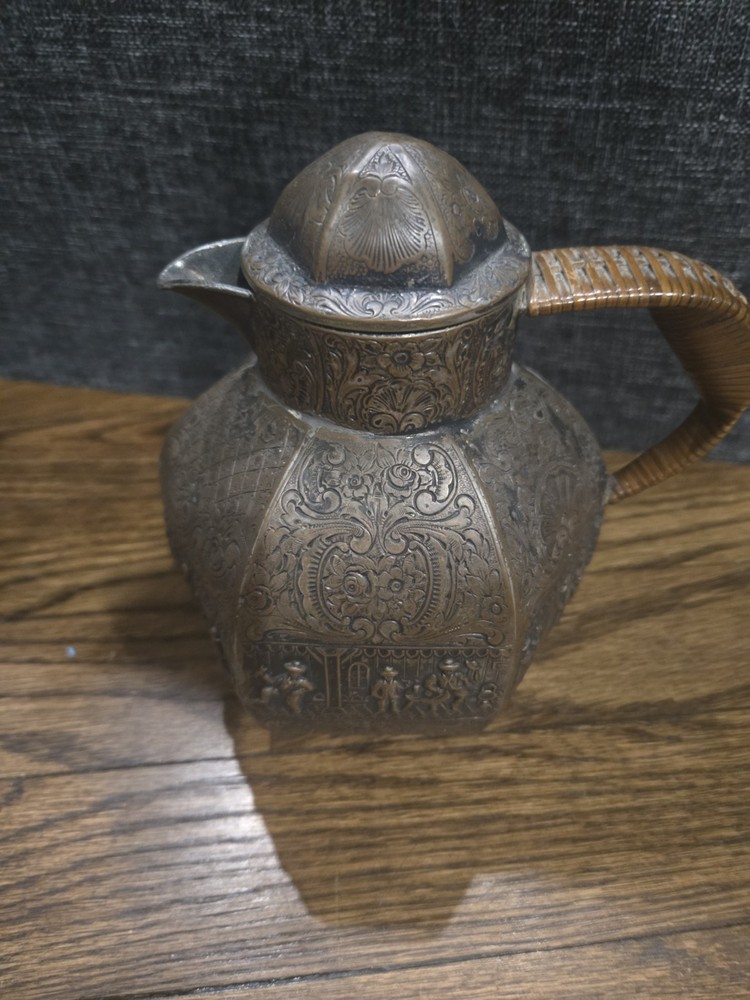 Repousse Silverplate On Copper E.G. Webster & Son Antique Tea Pot Late 19th Cent