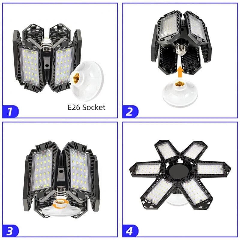 LED Garage Light 9000000LM Super Bright Work Shop Ceiling Light Deformable Bulb
