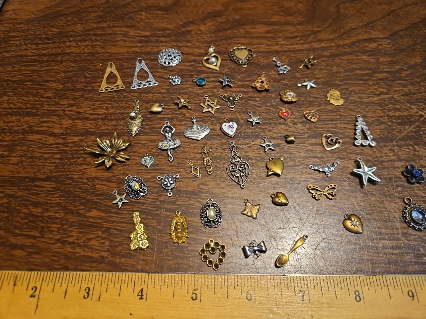 Lot Of 50 Mixed Parts Pcs France Vintage 60s Brass Stampings Findings Jewelry 22