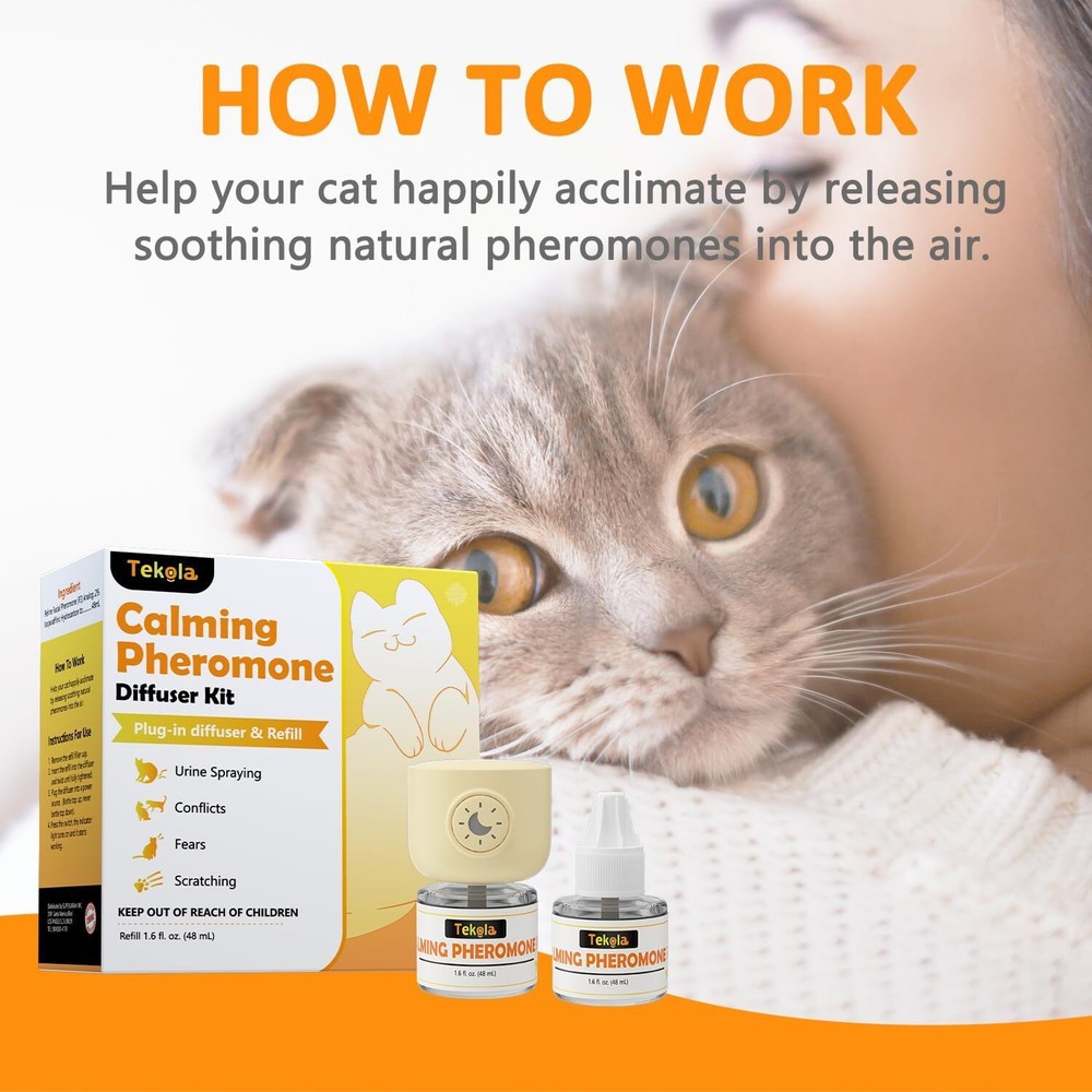 Cat Calming Diffuser Anxiety Relief Cat Pheromones Calming Diffuser 2-in-1 30 Da