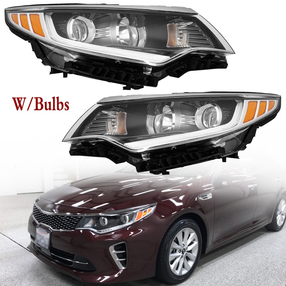 Halogen Headlight For 2016 2017 2018 Kia Optima Clear Lens Left ＆ Right Pair