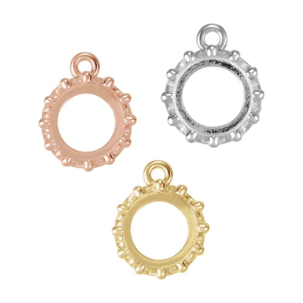 14K Gold & Silver 5 mm Round Cabochon Dangle