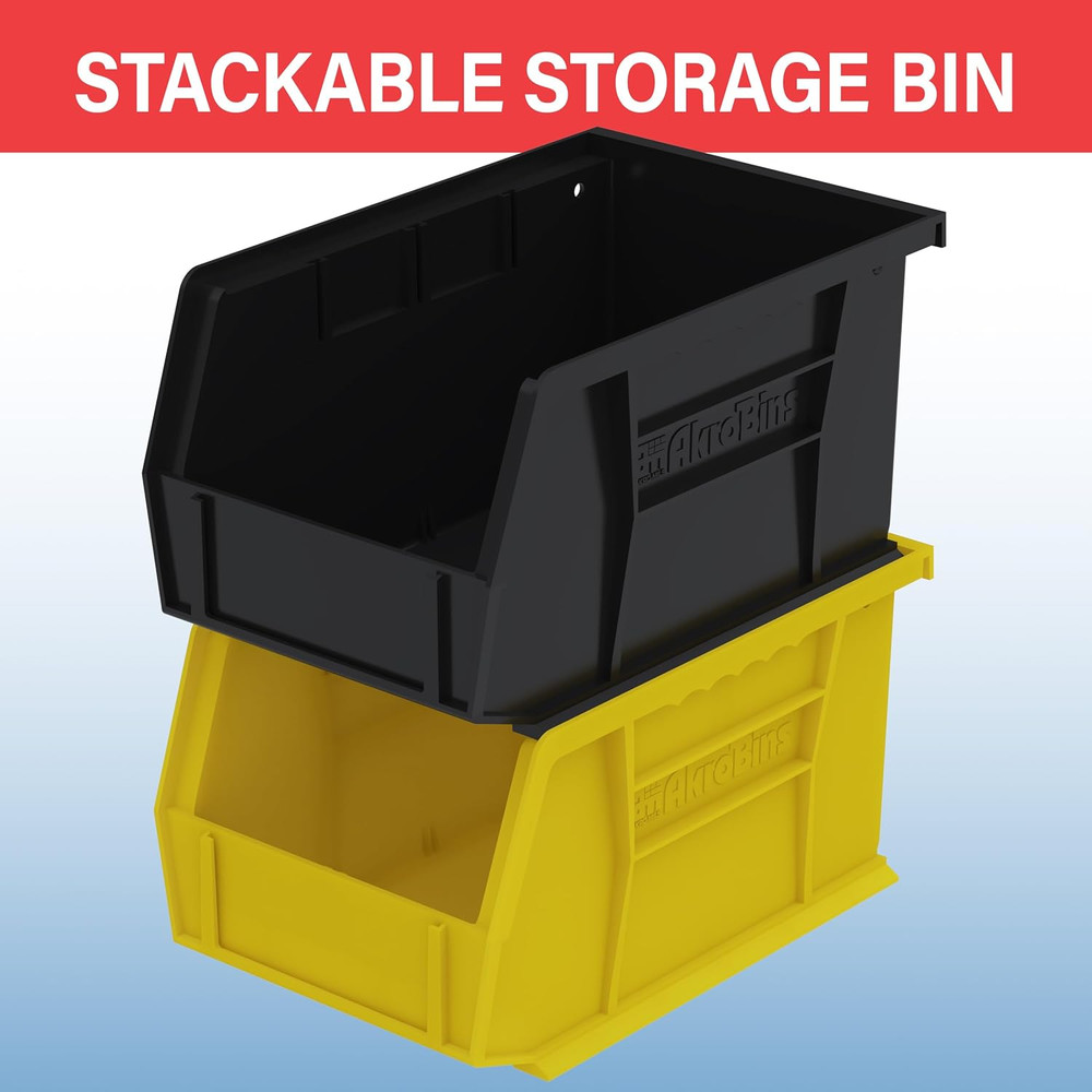 30237 Akrobins Plastic Storage Bins, Space-Saving Stackable Bins for Garage, Pan