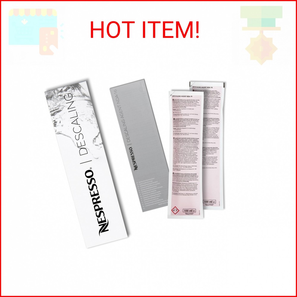 Nespresso Descaling Kit Solution, Compatible with all Nespresso models, 2 Pack
