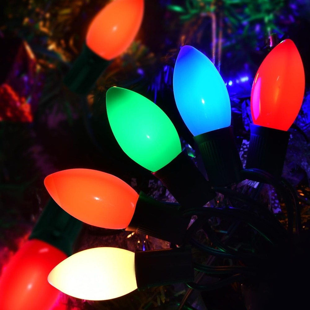 Chritsmas Multicolor C9 LED Replacement Bulbs,25 Pack Colored Plastic Shatter...