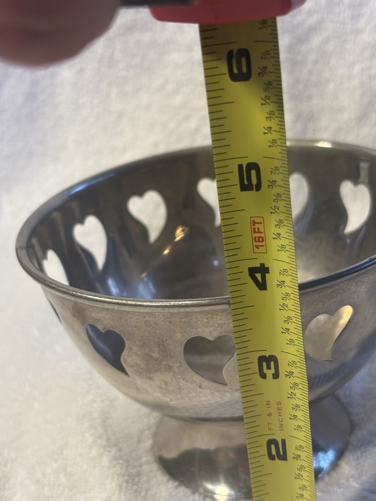 Vintage SILVERPLATED Heart Shape cut out Footed Nut/Candy/Decor Bowl-India