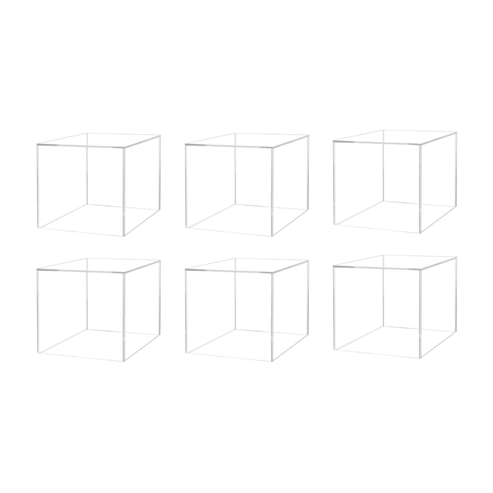 8" Acrylic Display Riser Box Clear Square Lucite Product Platform or Bin Qty 6