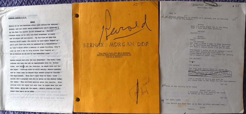 1970 " Bernard Morgan, D.D.F. " Original Screenplay Script