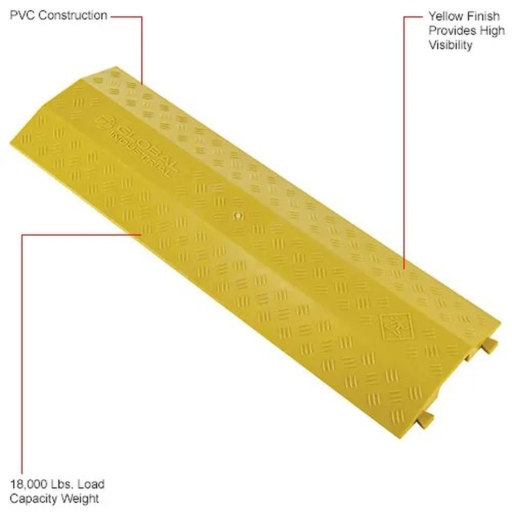 1-Channel Drop Over Cable Protector, 18,000 lbs. Capacity, Yellow