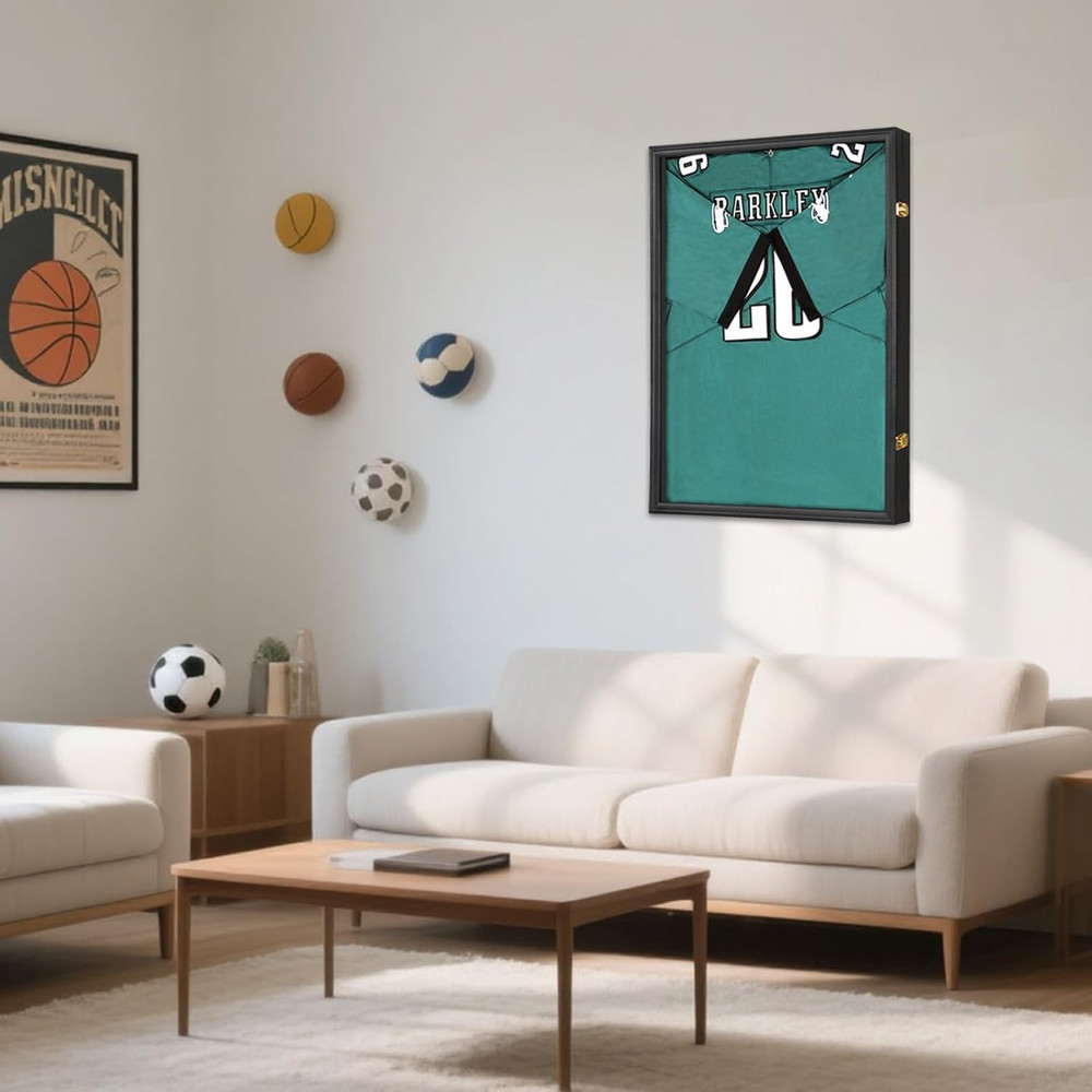 Large Sports Jersey Display Case – Lockable, UV-Protected Shadow Box