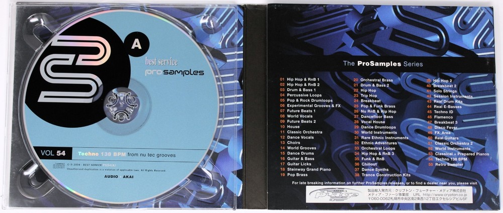 Best Service Pro Samples 54 Techno 138 BPM Sample/Sound Library/Sampling CD