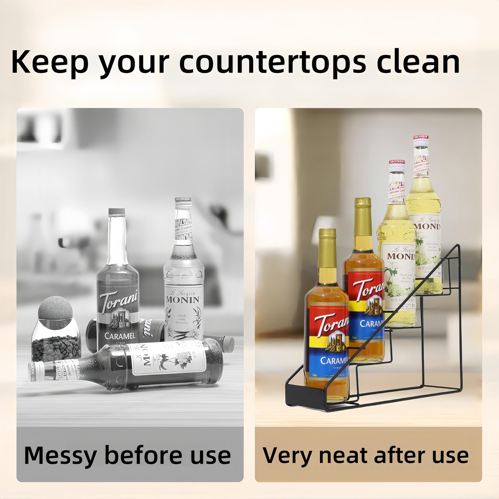 Coffee Syrup Organizer â€“ Coffee Syrup Rack & Stand Compatible with Torani & M