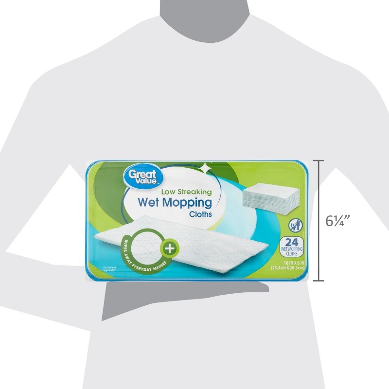 Great Value Low Streaking Wet Mopping Cloths, 24 Count