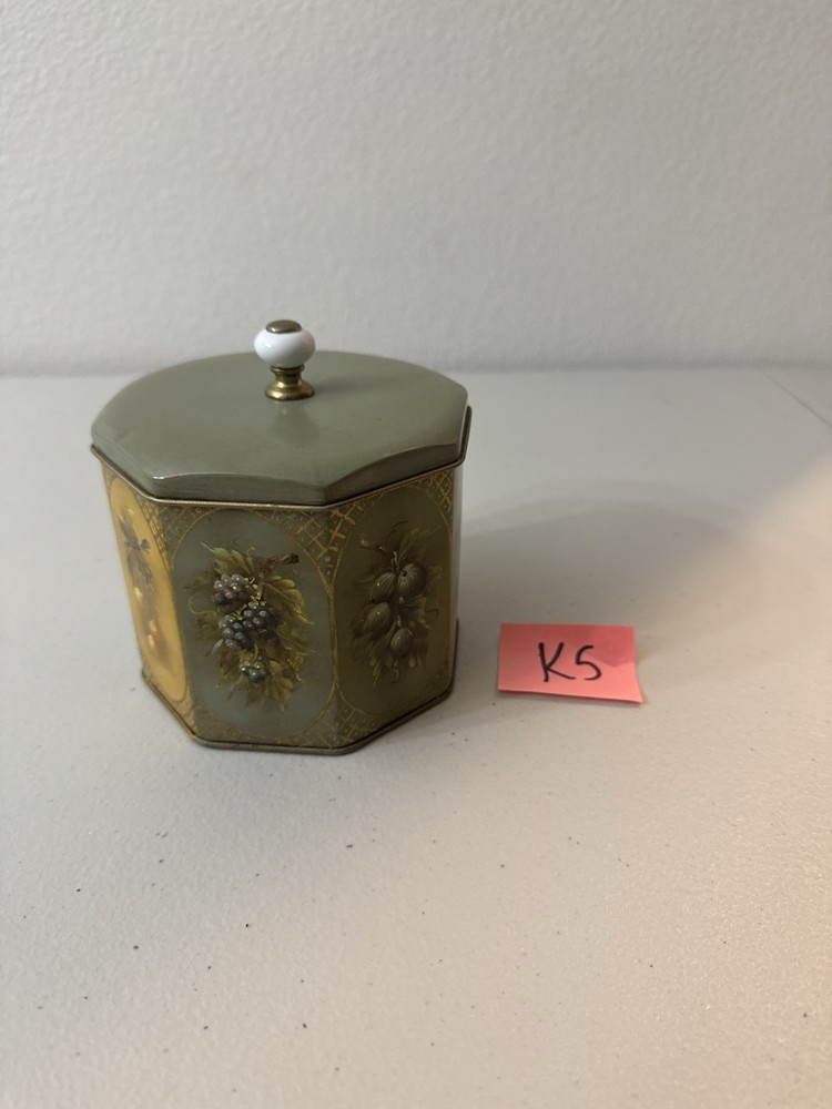 Old octagon shaped Removable Top Metal Tin