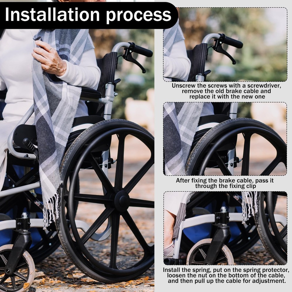 14 Pcs Brake Cable Drive Rollator Replacement Parts Black