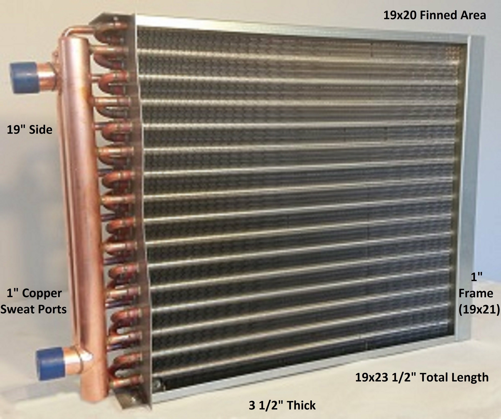 19x20 Water to Air Heat Exchanger~~1" Copper ports w/ EZ Install Front Flange