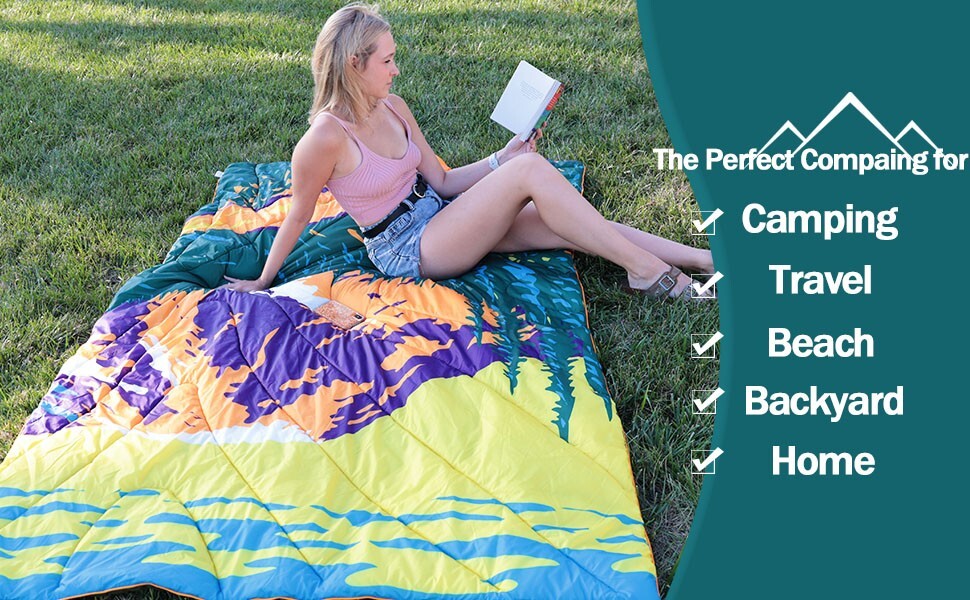 Puffy Camping Blanket Waterproof Packable Hiking Windproof Wearable Washable