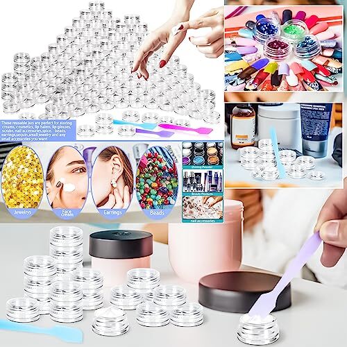 MotBach 100 Pcs 3g Empty Plastic Containers with Lids,Tiny 1.2 x x 0.6