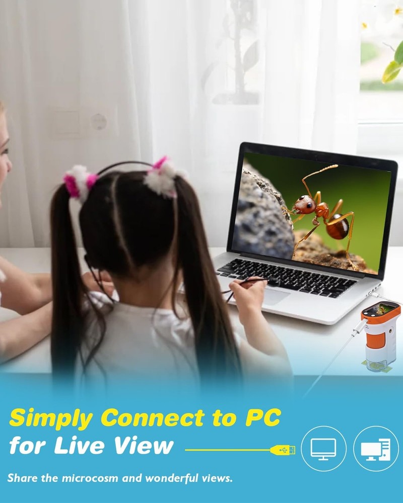Microscope for Kids,100X-1000X Magnifications Digital Microscope-with 2.4”