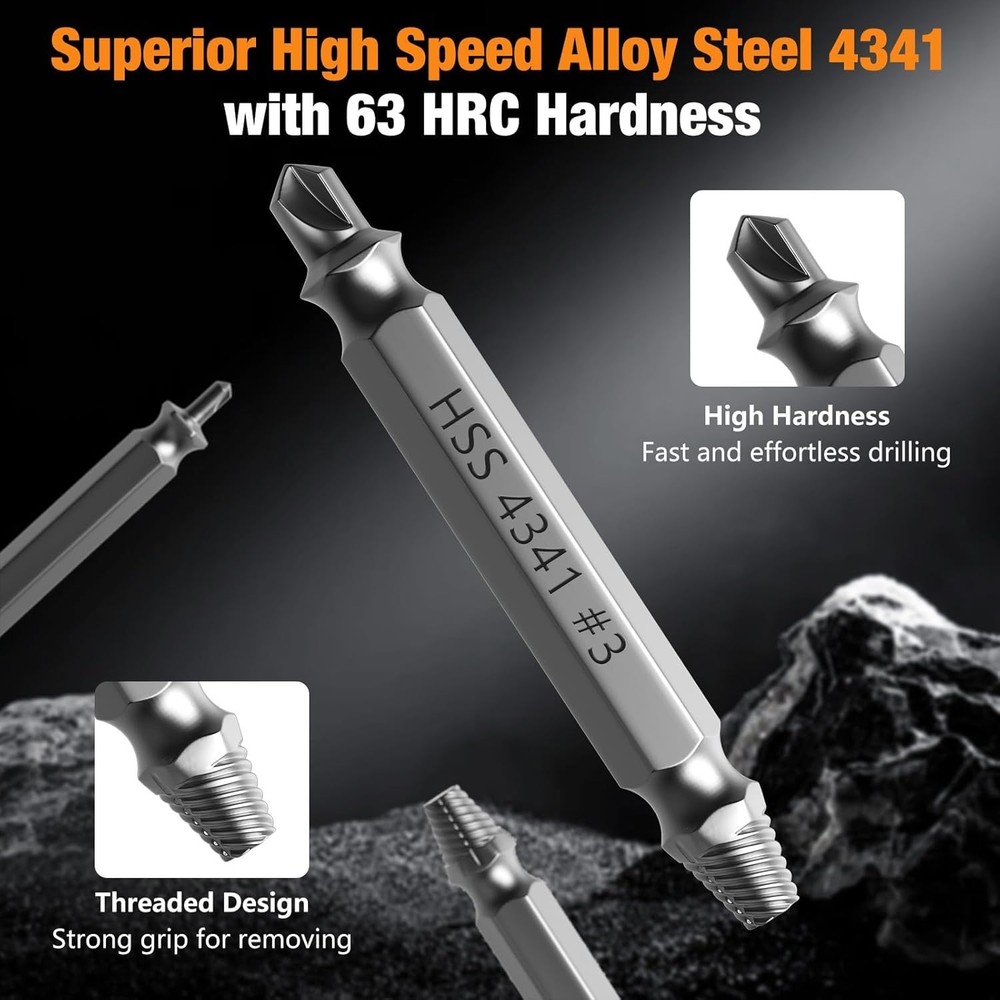 Dual-Head 6 Piece Screw Extractor Set - Fast & Efficient Removal Solution