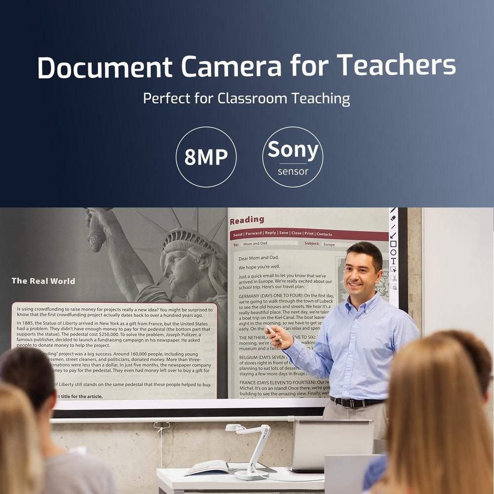 INS-1 Classic USB Document Camera/Webcam – 8MP, Auto Focus, LED, Mic, Perfect...