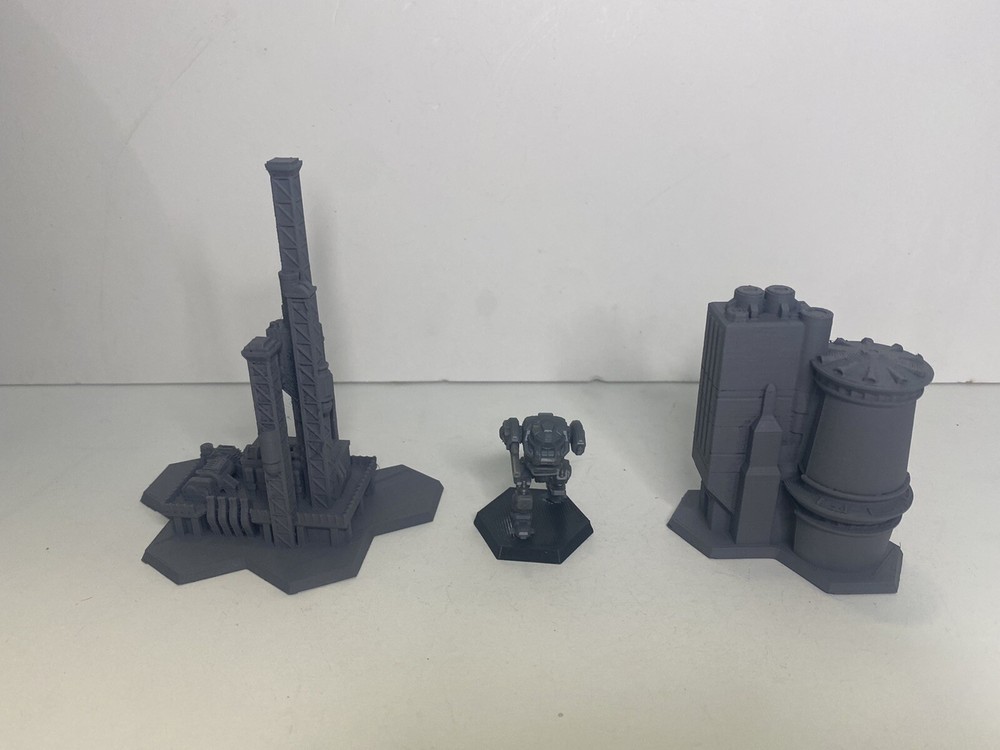 Small Sci-Fi Building with Hex Base x2, Tabletop War Game Terrain Battletech