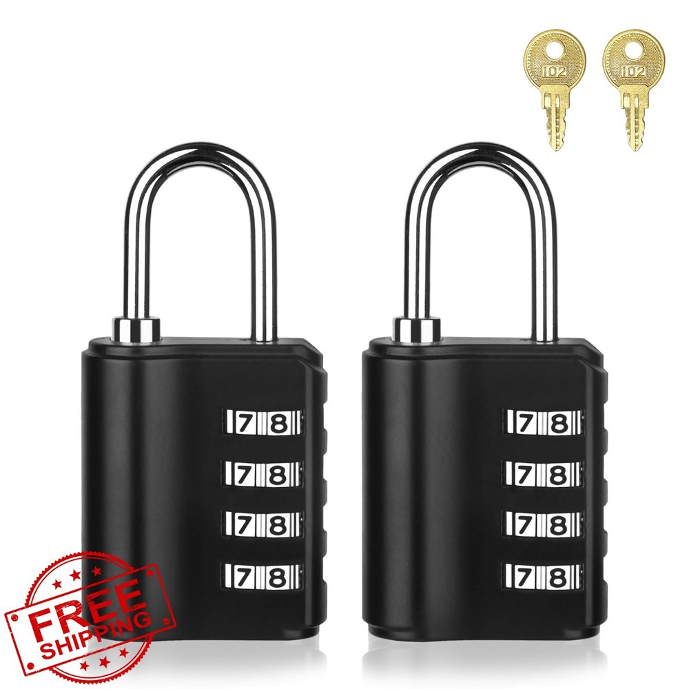 Outdoor Combination Lock Set, 4-Digit Waterproof Padlock, 2 Pack