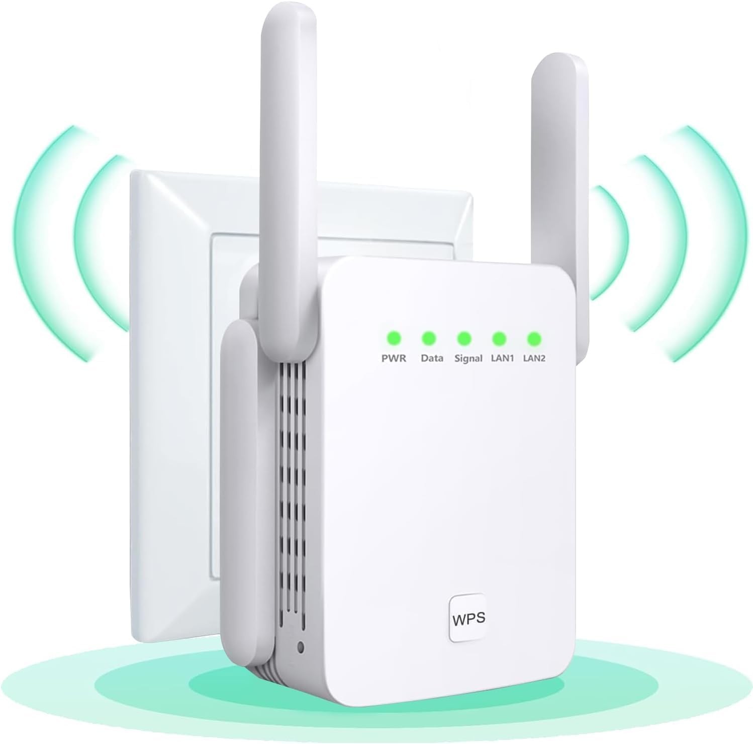 4-Antennas 300M WiFi Extender Repeater Amplifier 2.4GHz Enhancer Booster White