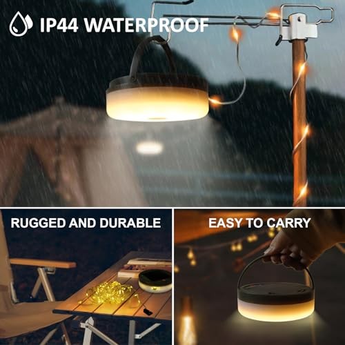 Solar Camping String Lights, 39.4FT Portable Waterproof Camping Light 1 Pack