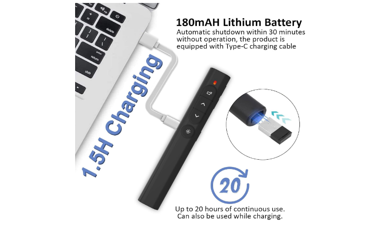 Rechargerable Powerpoint Presentation Clicker Wireless Presenter Remote Control