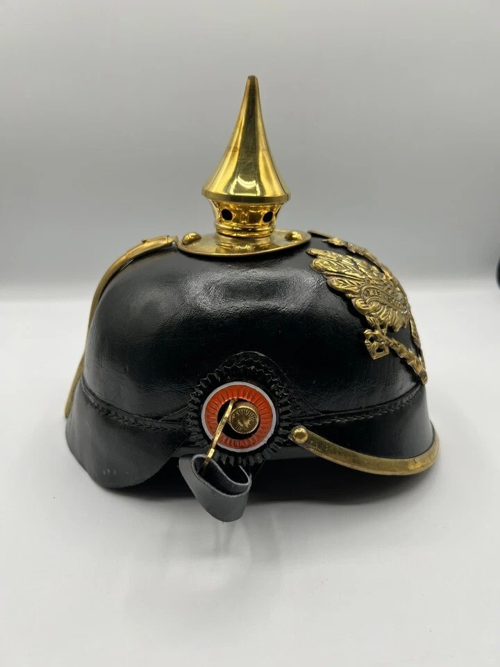 WWI German Pickelhaube Prussian Leather Helmet Spiked Officer Handmade Gift Item
