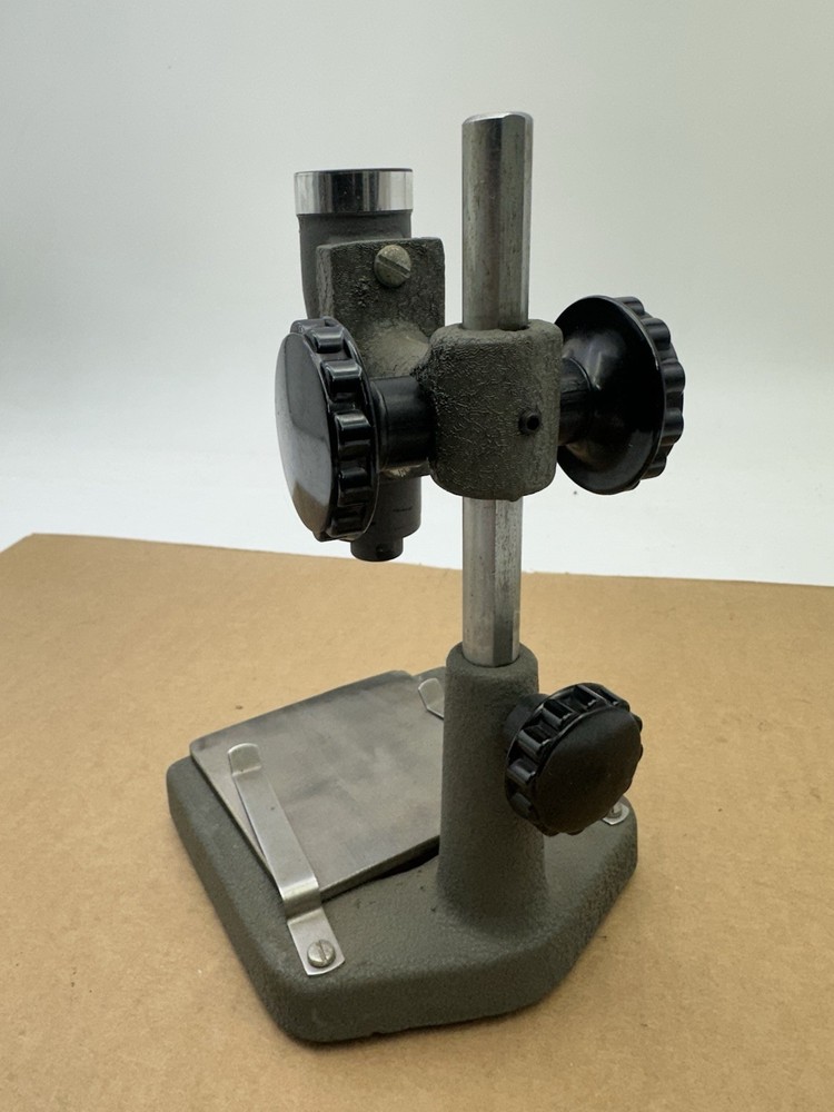 Vintage Optical Microscope Cast Iron Base Adjustable Stand Only - Unknown Maker