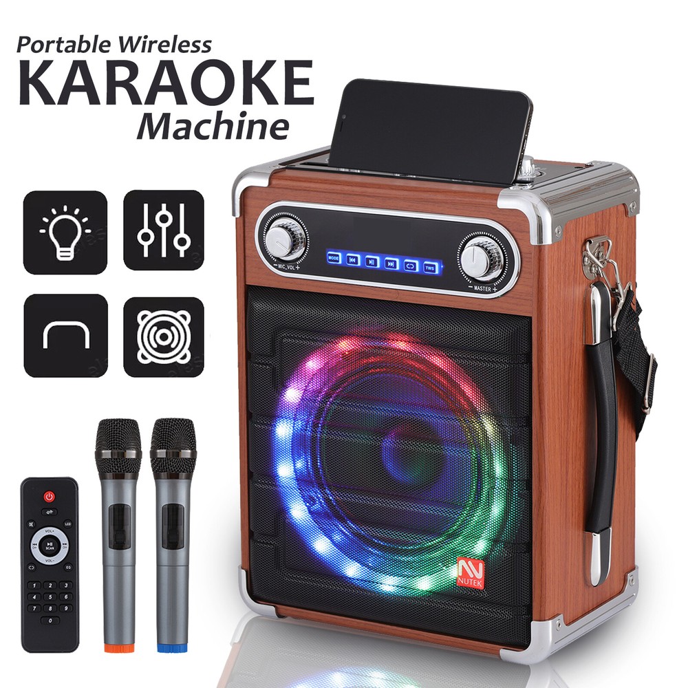 4000W Bluetooth Karaoke Machine w/Wireless Microphones Portable Wireless Speaker