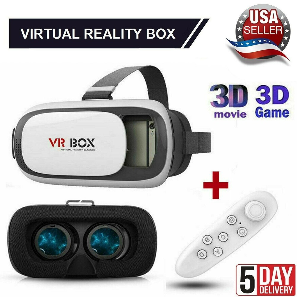 Virtual Reality VR Headset 3D Glasses Goggles With Remote for iPhone / Samsung