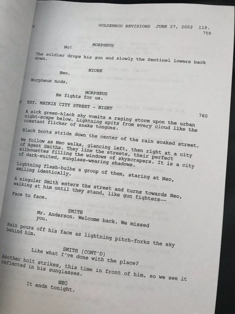 Warner Bros. THE MATRIX TRILOGY Rare Script SCREENPLAY SET Collection