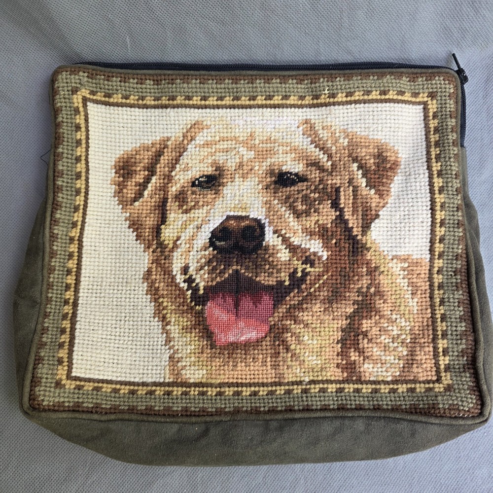 Yellow Lab Small Needlepoint Pouch Yellow Lab 100% Wool