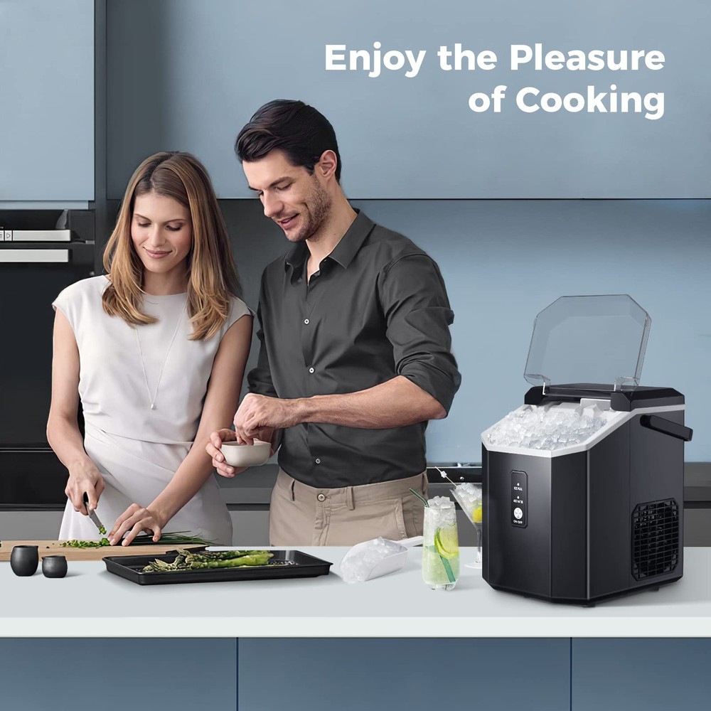 Nugget Ice Maker Countertop, Portable Crushed Ice Maker Machine with Handle, ...