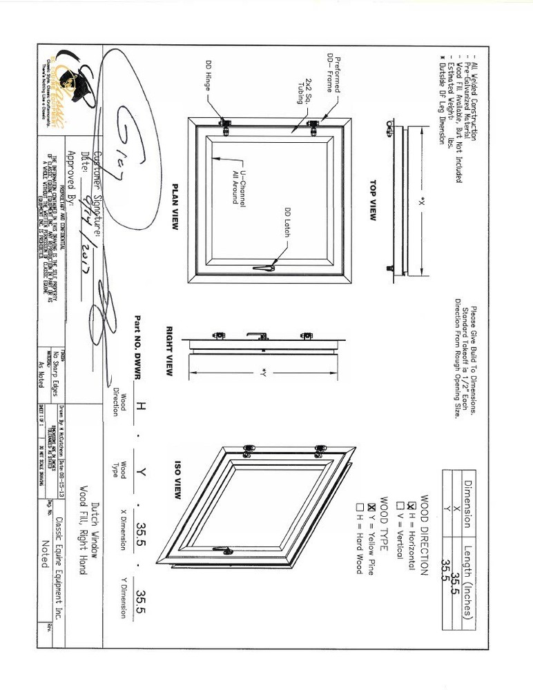 Classic Equine Stall Window 36 x 36